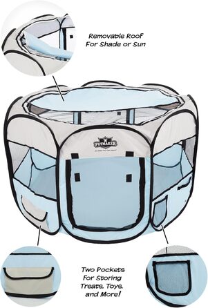 Клітка-ігровий майданчик Petmaker Pop-Up, діаметр 96,5 см, 61 см, блакитний, 38' x 24'