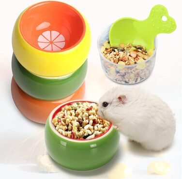 Набори мисок для хом'яків 3 шт. для карликових хом'яків, миски для їжі та води, запобігають гризіння, підходять для морських свинок, щурів, дрібних тварин. Кольори: зелений, жовтий, помаранчевий