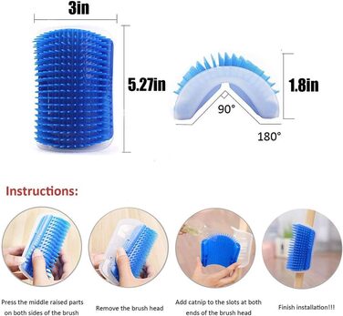 Настінна щітка-самостійний грумер для котів PTONZ з котячою м'ятою, 2 шт. - для видалення шерсті та масажу