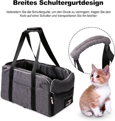 Автокрісло для собак Ergocar: підходить для малих собак та котів до 6 кг, з ременями, сіре