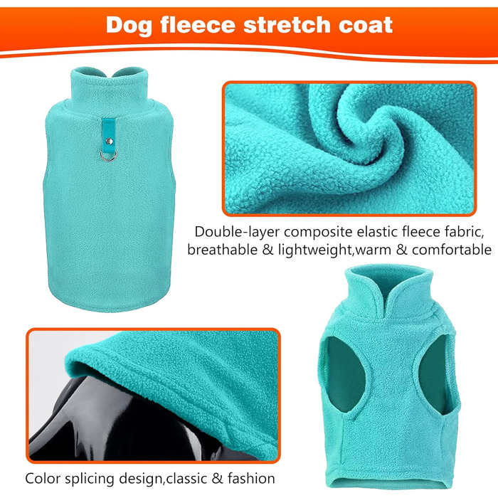 PETCUTE Зимний теплий жилет для собак, флісова куртка для маленьких, середніх та великих собак, жилет для тварин з отвором для повідка, ідеальний для зими, зелений, розмір M
