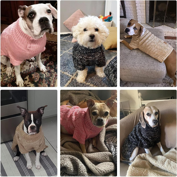 KOOLTAIL Пуловер з коміром-стійкою для собак, теплий зимовий одяг, червоний, розмір S/M