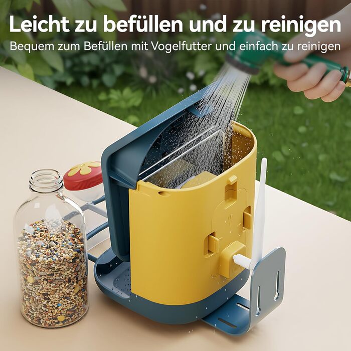 Сонячна годівниця для птахів з камерою 2K, з AI розпізнаванням понад 10 000 видів, об'єм 1.8L, IP65 водонепроникна, Wi-Fi 2.4 GHz/5 GHz, нічне бачення, подарунок для любителів птахів