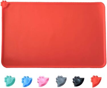 Силіконовий килимок для собак та котів, водонепроникний, неслизький, для миски, корм для котів та собак, підняті краї для запобігання розбризкування (зелений, червоний)