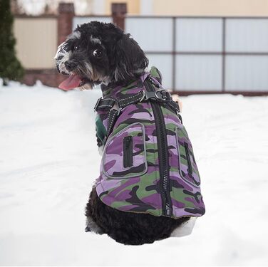 Зимовий одяг для собак: теплий, водонепроникний жилет з інтегрованим повідком, для малих, середніх та великих собак (фіолетовий)
