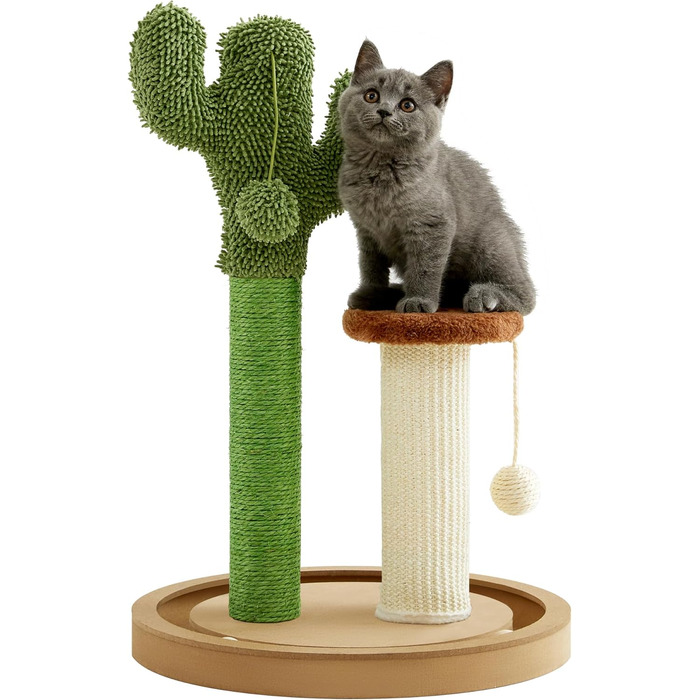 Когтеточка для котів Made4Pets Кaktus, 55,1 см, з сизалю, інтер'єрна, з ігровими кулями та дерев'яною основою для кошенят