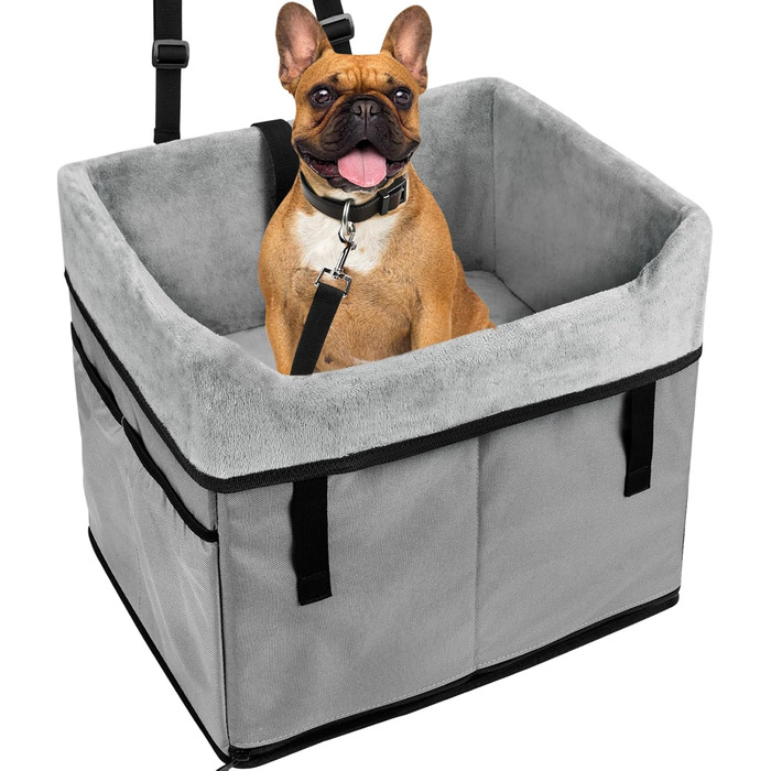 Автокрісло для собак маленьких порід, переноска-бустер для тварин до 11,3 кг (сірий)