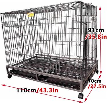 Клітка для собак великих порід, переноска для собак, дорожній вольєр з колесами та 2 дверцятами, велика переноска для тварин, металева клітка для собак