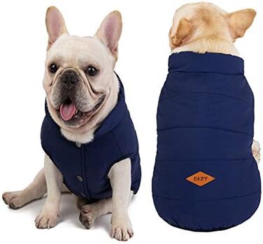 Теплий зимовий одяг для собак: флісова куртка від холоду для маленьких собак та бульдогів (M, блакитний)