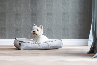 Подушка для собак Lotte Nalino, велюр, сіра, 70x55x15 см