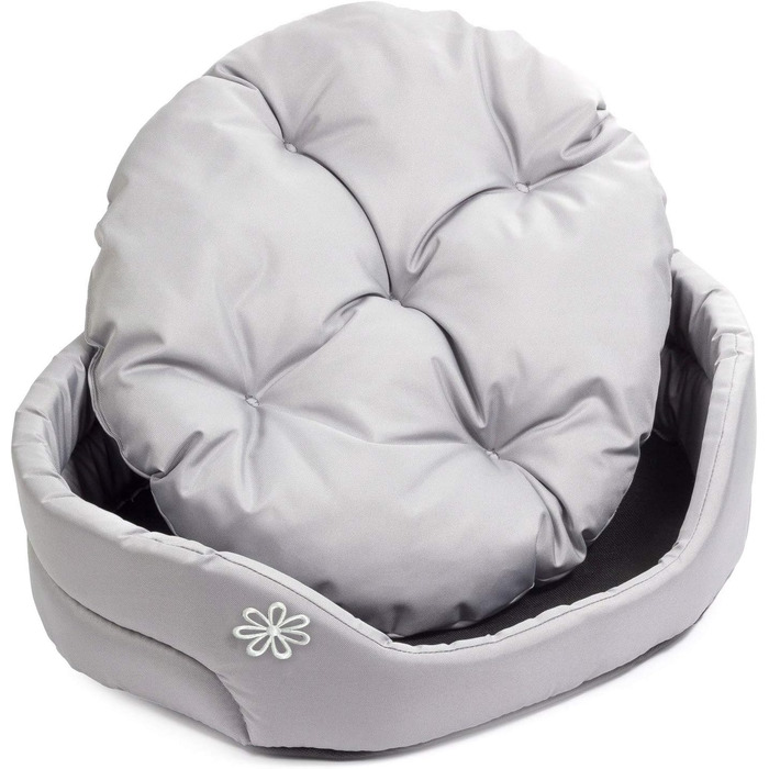 Крісло-ліжко для собак великих порід | Овальне м'яке ліжко для собак | Стійке до подряпин | Клітка-ліжко для собак | Поліестер, можна прати | XL (71x60 см), сірий колір