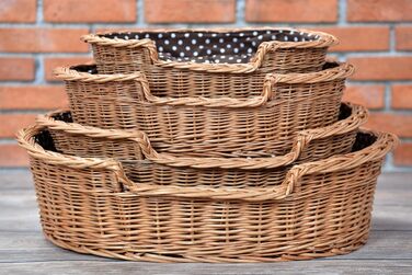 Корзина для собак з лози e-wicker24 502-60, брунатний колір, 60 x 43 x 19 см (80 x 60 x 26 см), натуральний дизайн