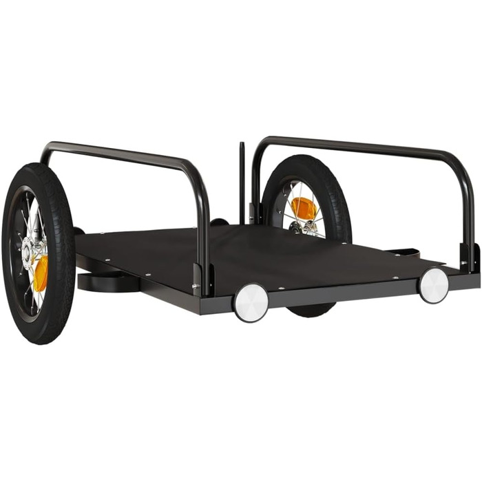 Причіп для велосипеда, переноска для собак, чорний, 122x53x31 см, метал, вагончик для покупок, компактна упаковка, проста збірка