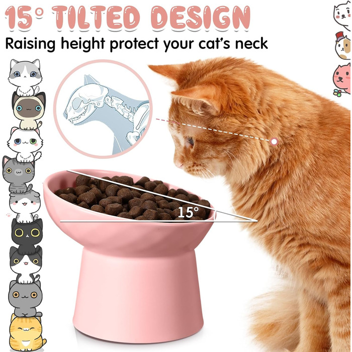 Набір мисок для котів Tanlade з підняттям, керамічні, нахилені, 4 шт. (білий та сірий)