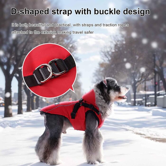 Зимовий жилет для собак, пухова куртка з повідком, водонепроникний дощовик з світловідбиваючими смугами, для маленьких собак, чорний, розмір M