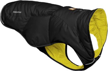 Куртка Ruffwear Quinzee для великих собак, ізольована куртка для собак на всі погодні умови, водовідштовхуюча куртка для собак, легка жилетка для собак та сумка-переноска, розмір L, Obsidianschwarz (Чорний обсидіан)