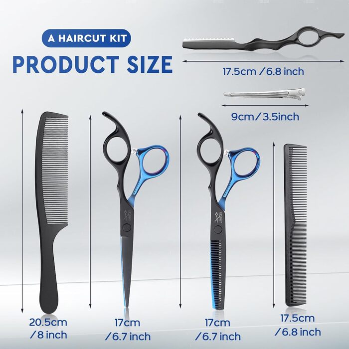 Набір професійних перукарських ножиць JASON - 6.5' (16.5 см), перукарські ножиці для перукарів та початківців, блакитно-чорний