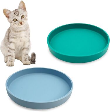 Набори мисок для котячого корму Apatal з нержавіючої сталі, 15 см, набір з 2 шт., для сухого та вологого корму, блакитні/зелені