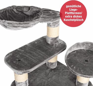 Дряпка для великих котів JAMAXX Premium XXL, 175 см, товсті стовпи 11 см, м'який плюш, сіра