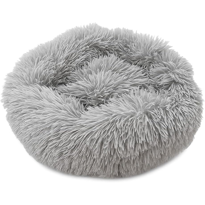 М'яке ліжко для собак та котів Donut, кругле, світло-сіре, Ø 40 см, з плюшу, миється, не слизьке