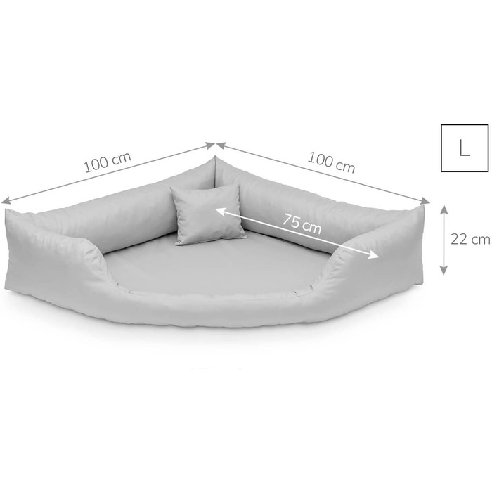 Лягу для собак Juelle Gabi L - штучна шкіра, 100x100x22 см, м'яке ліжко для середніх та великих собак