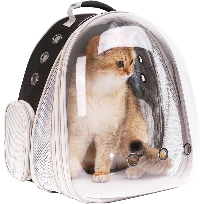 Рюкзак для кота, переноска для тварин до 9 кг, з фронтальною розширенням, чорний, для котів, цуценят, кроликів