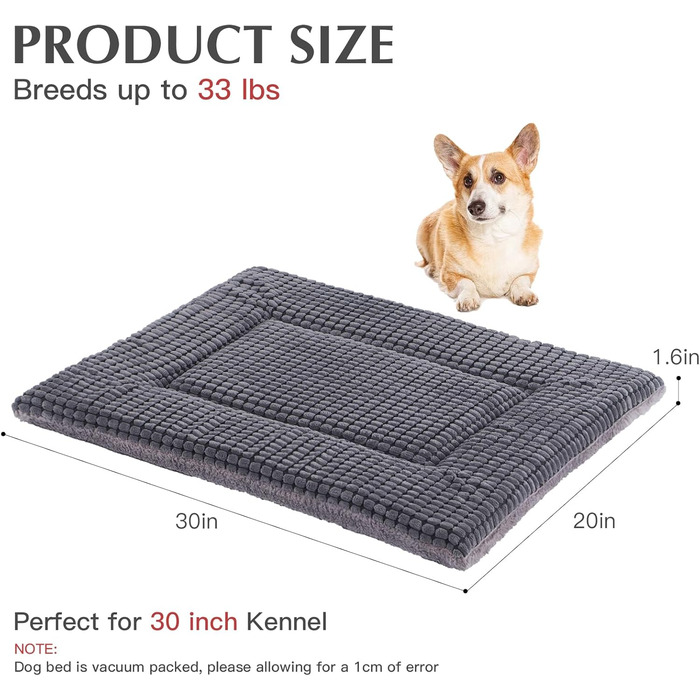 Ортопедичний лежак для собак BVAGSS, м'який килимок для собак, лежак для собак середніх та великих порід (76x50x4 см, світло-сірий)