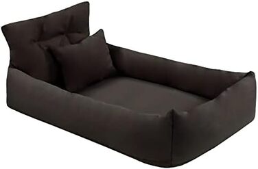 Ортопедичне ліжко для собак Juelle з штучної шкіри, диван для великих собак з ортопедичним матрацом, знімний чохол, машинне прання, Hugo L-XXL (120x85 см, Чорний)