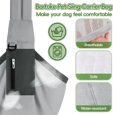 Поводок для собак Bartuke регульований, без рук, для прогулянок з маленькими собаками, зручний та дихаючий, аксесуари для собак, безпечний для подорожей (Зелений) (Сірий)