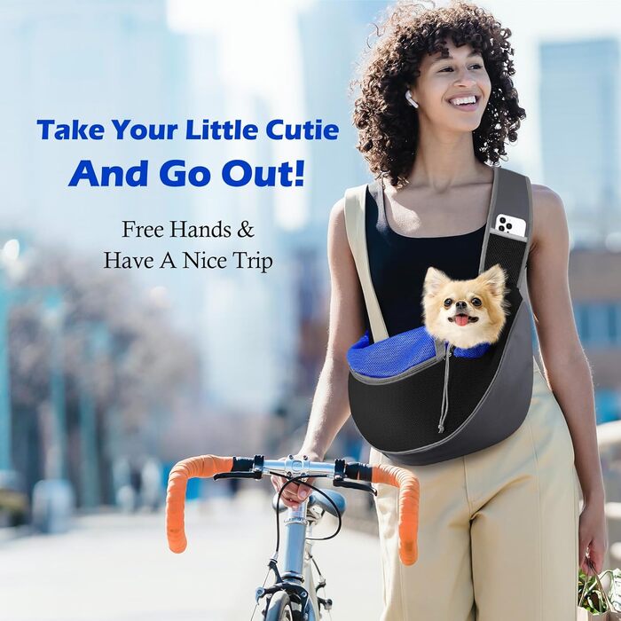 Сумочка для собак Pawaboo з кишенею для дотику, регульована переноска для собак, сумка для перенесення домашніх тварин для прогулянок на відкритому повітрі - чорний (Індиго, M)