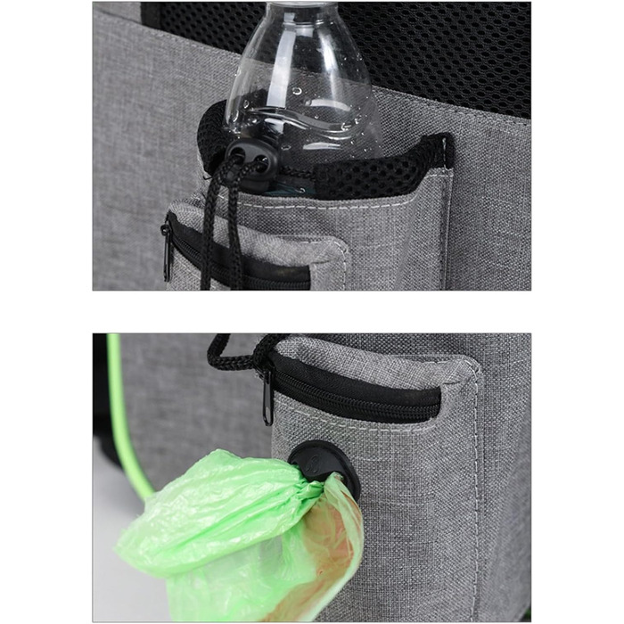 Рюкзак для котів з висувним посудом – переноска для тварин, розширювана, дихаюча, складана, для подорожей, піших прогулянок, транспортування, сірий (з чорною основою)