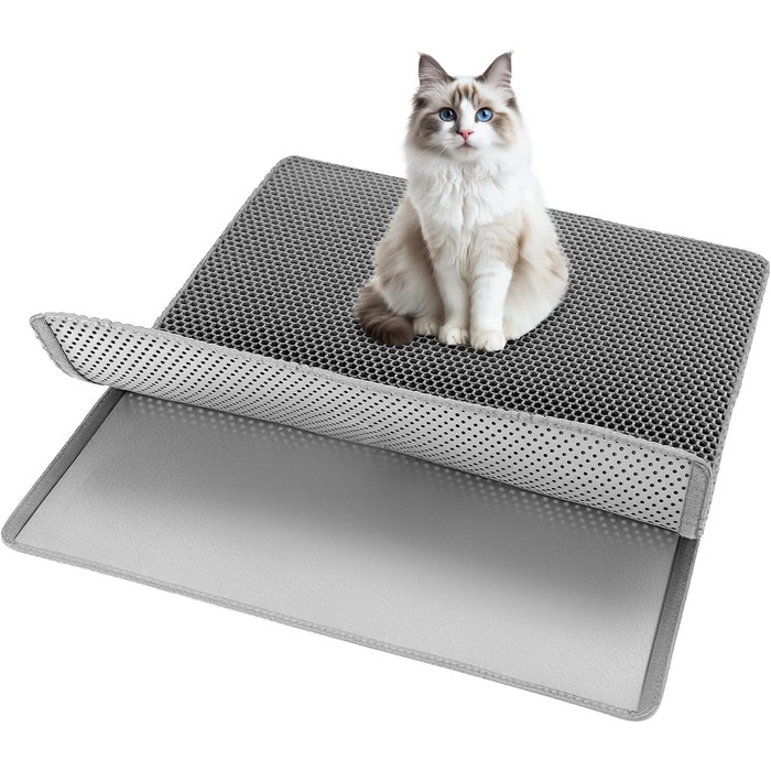 Килимок для котів QWORK® з двошаровим дизайном, 90x76 см, антиковзаюча підкладка, легко миється, для багатокотових сімей