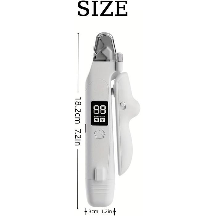 Триммер для когтів домашніх тварин 2-в-1 з LED-підсвічуванням Krallenschneider, з контейнером для збору, тихий мотор