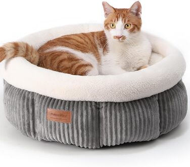 Ліжко для кота FUKUMARU, 48x48x20 см, сіре, м'яке, з бортиками