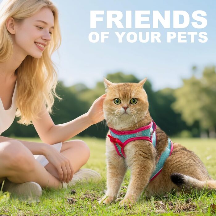 Шлейка для котів та маленьких собак, кроликів: легка, дихаюча, чорна (S, Рожевий)