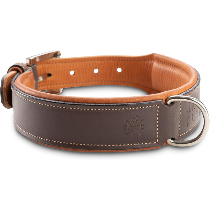Нашийник для собак Джек Рассел з натуральної шкіри Amy - м'який, надійний, двошаровий нашийник для собак маленьких, середніх та великих порід (XS, Коричневий) XS (26.0-34.0 см)