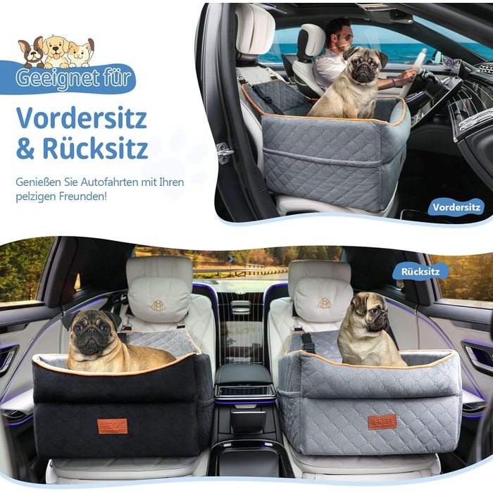 Підвищення для собак, сіре, до 15 кг, знімний, миючий, з кишенями для зберігання, для передніх та задніх сидінь