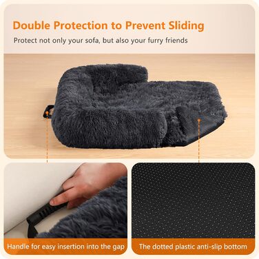 Крісло-лежанка для собак великих та середніх порід, антиковзаюча підстилка, 110 x 95 x 18 см, темно-сірий колір