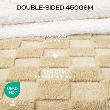 Водонепроникний коврик для собак Luciphia, великий розмір, Sherpa Fleece, двосторонній, захист ліжка та меблів, бежево-коричневий (85x57 дюймів)