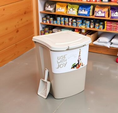 Контейнер для корму Rotho Archie 38л з кришкою, пластик PP, BPA-free, багатоколірний, бежевий