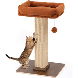 Високий котячий будиночок FUKUMARU з платформою 46x36 см, з натурального сизалю та масивного дерева. XL