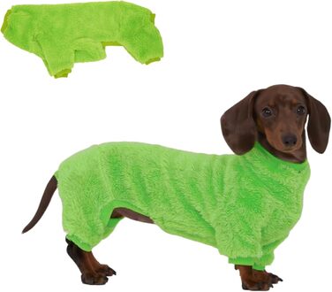 Теплий флісовий комбінезон для собак з мотивом такси, флісовий светр, підходить для такс, зимовий, м'який, зручний, піжама для собак, одяг (темно-зелений, розмір M), темно-зелений (XS(2.5kg), світло-зелений)