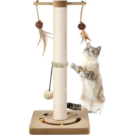 Котячий кігтеточильний стовпчик AUSCAT з інтерактивними іграшками, 63 см, бежевий