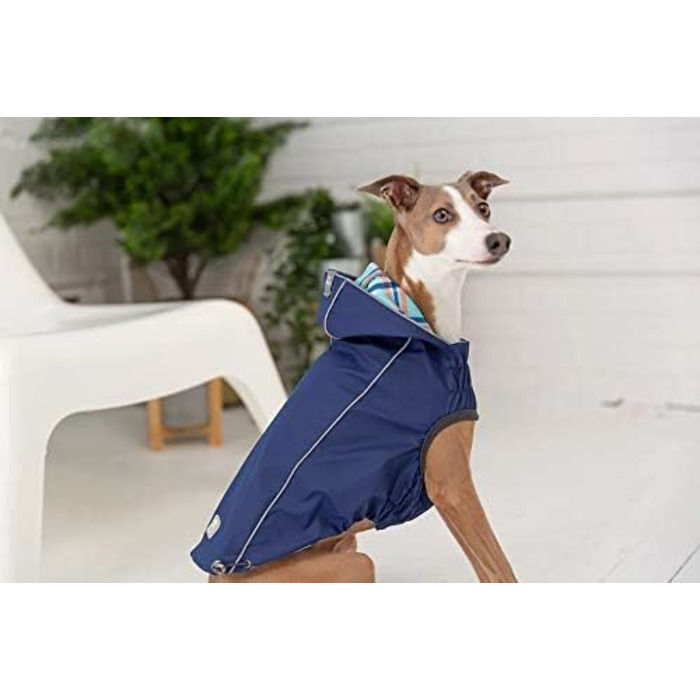 Дощовик для собак GF Pet ElastoFit, водонепроникний, розмір 4XL (довжина спини 38 см), зелений/темно-синій