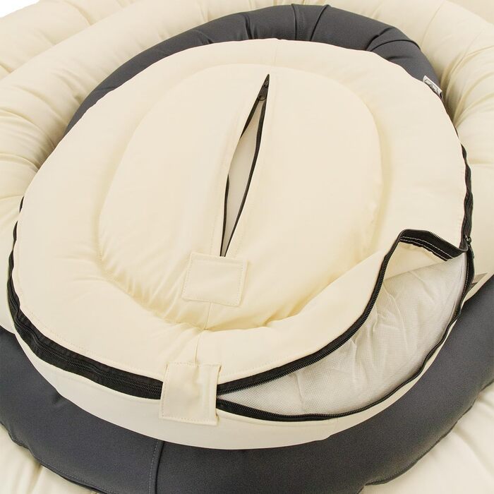 Wallace & Jones | Преміум лежанка для собак Болтон, 63x50 см, штучна шкіра, для маленьких собак, з блискавкою, що ховається, пральна, неслизька, (95 x 81 см, кремово-білий)