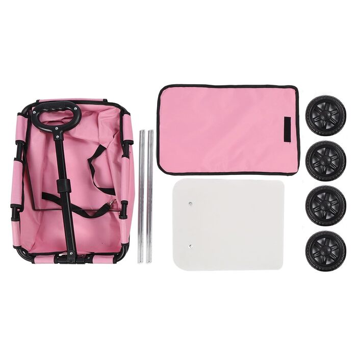 Візок для собак до 12,9 кг, універсальний для собак та котів, складаний, 4 колеса