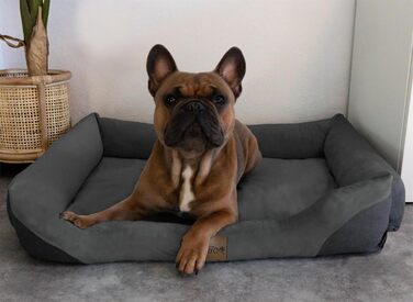 Корзина для собак Normani з підстилкою - лежанка для домашніх тварин, миючий чохол до 95°C, підходить для котів та собак, з екологічно чистих матеріалів, антрацит, 40x50 см