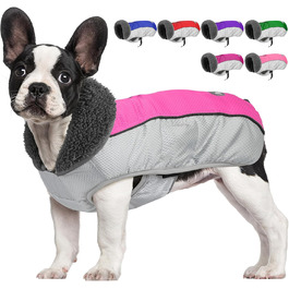 Зимовий одяг для собак, тепла куртка з світловідбиваючими смугами, водонепроникний пуловер на Різдво з отвором для шлейки, тепла жилетка для собак малих, середніх та великих порід (Рожевий, M)