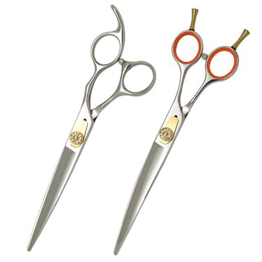 Професійний набір ножиць для грумінгу домашніх тварин 7 дюймів: прямі та зігнуті ножиці, 30° нахил