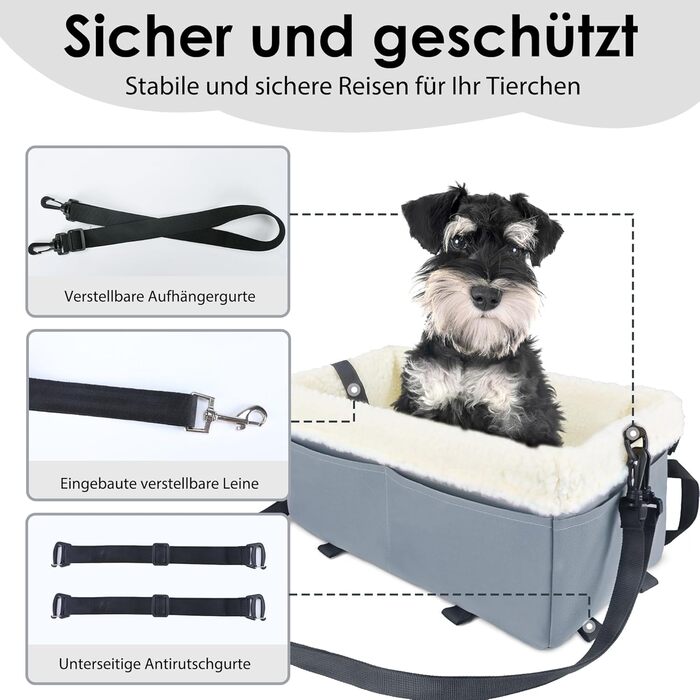 Автокрісло для собак та котів, сіре, до 5.4 кг